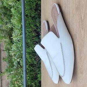 Madewell Women 8.5 Frances Skimmer Ivory Leather Pointed Toe Flat Mules